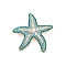 Zinc Alloy Emerald Rhinestone Brooch, Golden, Starfish, 43.5x45.5mm