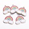 Alloy Enamel Pendants, Cadmium Free & Lead Free, Rainbow & Cloud Charms, for Children Kids Jewelry Making, Platinum, Colorful, 17.5x19x1.6mm, Hole: 2mm