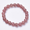 Natural Strawberry Quartz Beaded Stretch Bracelets, Round, 1-3/4 inch~2-1/8 inch(48~54mm)