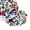 Glass Seed Beads, Opaque Colours Luster, Barrel, Mixed Color, 9x6~6.5mm, Hole: 1.2~1.4mm, about 849pcs/pound