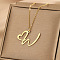 304 Stainless Steel Heart Initial Pendant Necklaces for Women Men, Golden, Letter W, 15.75~17.72 inch(40~45cm)