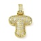 Brass Micro Pave Clear Cubic Zirconia Pendants, Cadmium Free & Nickel Free & Lead Free, Real 18K Gold Plated, Letter T, 29mm, Hole: 4.8x3.5mm, Pendant: 23x19.5x5mm