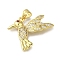 Rack Plating Brass Micro Pave Cubic Zirconia Pendants, Long-Lasting Plated, Cadmium Free & Lead Free, Bird Charms, Real 18K Gold Plated, 19x25x3.5mm, Hole: 3x4mm