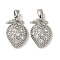 Brass Micro Pave Cubic Zirconia Pendents, Strawberry Charms, Cadmium Free & Nickel Free & Lead Free, Platinum, 15x10.5x4.5mm, Hole: 4mm