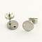 Non-Tarnish 304 Stainless Steel Stud Earring Findings, with Flat Plate and Ear Nuts, Flat Round, Stainless Steel Color, 10mm, Hole: 1.4mm, Pin: 0.8mm