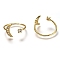 Brass Micro Pave Clear Cubic Zirconia Cuff Rings, Open Rings, Long-Lasting Plated, Flat Round and Moon, Real 18K Gold Plated, US Size 7, Inner Diameter: 18mm