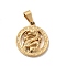 PVD Vacuum Plating 201 Stainless Steel Pendants, Ring with Dragon Charms, Golden, 23x20x2.5mm, Hole: 8x3.5mm