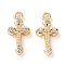Rack Plating Brass Micro Pave Cubic Zirconia Pendants, Cadmium Free & Nickel Free & Lead Free, Corss Charm, Real 18K Gold Plated, 13x6x2.5mm, Hole: 1.2mm