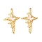 304 Stainless Steel Resin Pendants, Cross & Butterfly, with Rhinestone & ABS Plastic Imitation Pearl, Real 18K Gold Plated, 38x24x5.5mm, Hole: 1.4mm