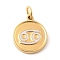 304 Stainless Steel Enamel Charms, with Jump Ring, Flat Round with Twelve Constellations Charm, Cancer, 14x12x1.8mm, Hole: 3.5mm