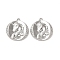 Brass Micro Pave Clear Cubic Zirconia Pendants, Cadmium Free & Nickel Free & Lead Free, Flat Round with Unicorn Pattern, Real Platinum Plated, 18x16.5x2.5mm, Hole: 1.4mm