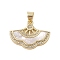 Brass Micro Pave Cubic Zirconia Pendants, with Shell, Cadmium Free & Lead Free, Leaf, Real 18K Gold Plated, 16x21.5x2.5mm, Hole: 3.5X3.5mm