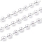 ABS Imitation Pearl Round Beaded Chains, with 304 Stainless Steel Findings, Unwelded, with Spool, Stainless Steel Color, 4x3.5mm, about 65.62 Feet(20m)/Roll