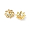 Brass Micro Pave Clear Cubic Zirconia Bead Caps, 8-Petal Flower, Real 18K Gold Plated, 10x3.5mm, Hole: 1.5mm