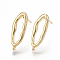 Brass Stud Earring Findings, for DIY Earring Making, with Loop, Oval, Nickel Free, Real 18K Gold Plated, 19x6.5mm, Hole: 0.5mm, Pin: 0.7mm