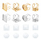 16Pcs 6 Style 304 Stainless Steel Cuff Pad Ring Settings, Laser Cut, Mixed Color, 6style/set