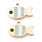 Ion Plating(IP) 316L Surgical Stainless Steel Charms, Nickel Free, with Enamel, Real 18K Gold Plated, Fish Charm, Pale Turquoise, 8x12.5x1.5mm, Hole: 1mm