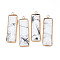 Natural Howlite Pendants, with Golden Tone Brass Findings, Rectangle, 48~49x13x4~5mm, Hole: 2.5mm