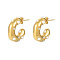 304 Stainless Steel C Shaped Stud Earrings, Half Hoop Earrings with Plastic Pearl, Real 18K Gold Plated, 19mm