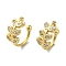 Rack Plating Brass Micro Pave Cubic Zirconia Cuff Earrings, Long-Lasting Plated, Lead Free & Cadmium Free, Leaf, Real 18K Gold Plated, 10x6mm