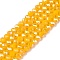 Electroplate Glass Beads Strands, Opaque Solid Color, AB Color Plated, Faceted, Rondelle, Gold, 4x3mm, Hole: 0.4mm, about 110~115pcs/strand, 39~40cm