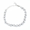 Brass Charm Bracelets, with Lobster Claw Clasps and Clear Cubic Zirconia Charms, Long-Lasting Plated, Platinum, 6-7/8 inch(17.5cm)