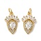 Rack Plating Brass Pave Cubic Zirconia Pendants, Cadmium Free & Lead Free, Real 18K Gold Plated, 17x10.5x4mm, Hole: 3.5mm