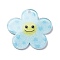 Acrylic Pendants, with Glitter Powder, Flower with Smiling Face, Light Blue, 38x39x2mm, Hole: 2.2mm