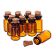 Glass Bottle, with Cork Plug, Column, Chocolate, 1.3x2.4cm, Hole: 0.6cm, Capacity: 1ml(0.03 fl. oz)