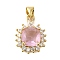 Rack Plating Brass Micro Pave Cubic Zirconia Pendants, Cadmium Free & Lead Free, Long-Lasting Plated, Square, Real 18K Gold Plated, 19.5x14.5x7mm, Hole: 5x3.5mm