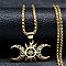 201 Stainless Steel Pendant Necklaces, Hollow Triple Moon Goddess, Golden, 23.46 inch(59.6cm)
