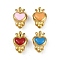 304 Stainless Steel Enamel Beads, Heart with Crown, Ion Plating(IP), Real 18K Gold Plated, Mixed Color, 20x13.5x9mm, Hole: 2.5mm