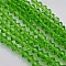 Bicone Glass Beads Strands, Faceted, Lime Green, 4x4mm, Hole: 1mm, about 80~85pcs/strand, 30~32cm
