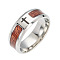 Non-Tarnish Stainless Steel Wide Band Finger Rings, with Acacia, Cross, Stainless Steel Color, US Size 10 1/4(19.9mm)