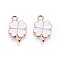 Alloy Enamel Pendants, Four Leaf Clover, Light Gold, White, 18x12x1mm, Hole: 2.5mm