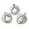 Natural Howlite Teardrop Pendants, Wing Charms, with Rack Plating Platinum Plated Brass Findings, Lead Free & Cadmium Free, 36x34x8~8.5mm, Hole: 8x5mm