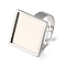 304 Stainless Steel Adjustable Ring Settings, Square, Stainless Steel Color, Tray: 15.5x15.5mm, Square: 17x17mm, Inner Diameter: 18mm