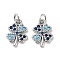 Clover Brass Micro Pave Cubic Zirconia Charms, Cadmium Free & Nickel Free & Lead Free, with Jump Rings, Platinum, 12x8.5x1.5mm, Hole: 2mm