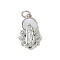 Brass Pave Natural White Shell Religion Pendants, Virgin Charms with Jump Rings, Platinum, Long-Lasting Plated, Lead Free & Cadmium Free, Rack Plating, Flat Round, 18x11.5x2.5mm, Hole: 3mm
