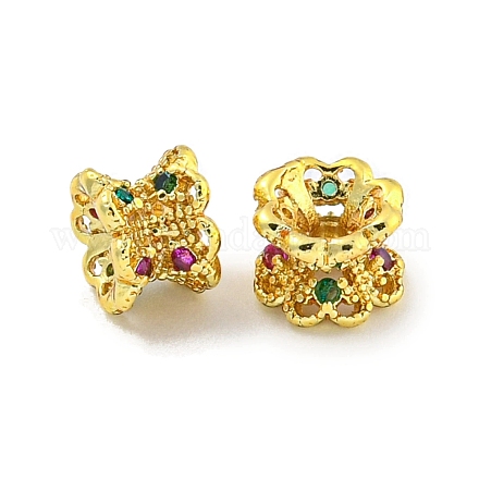 Бусины-проставки из латуни с кубическим цирконием KK-L215-001G-1