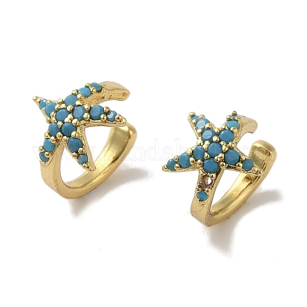 Серьги-каффы из латуни с микропаве из кубического циркония EJEW-R168-43G-01-1