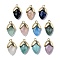 Natural Gemstone Pendants, with Golden Brass Finding, Straberry Shape Charms, Faceted, 19.5x12x6.5mm, Hole: 1.6mm