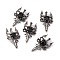 Natural Obsidian Pendants, Sword Charms, with Rack Plating Antique Silver Tone Alloy Findings, Cadmium Free & Lead Free, Faceted, 48x29x6.5mm, Hole: 6x3.5mm