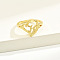 Brass Alphabet Adjustable Rings for Women, Cadmium Free & Nickel Free & Lead Free, with Heart, Letter K, 17mm, US Size 6 1/4(16.7mm)