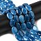 Natural Dyed Malaysia Jade Beads Strands, Flat Oval Shape, Steel Blue, 18~18.5x12~13x4.5~5mm, Hole: 1mm, about 22pcs/strand, 15.75''(40cm)