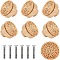 Rattan Wood Drawer Knobs, Flat Round Cabinet Handle, with Screws, Sandy Brown, 35mm
