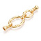 Brass Micro Pave Clear Cubic Zirconia Fold Over Clasps, Cadmium Free & Nickel Free & Lead Free, Oval, Real 18K Gold Plated, 53mm