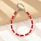 304 Stainless Steel Beaded Bracelets for Women, Column, with Glass & Steel & Plastic Imitation Pearl Beads, Red, 7-3/8 inch(18.7cm)