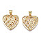 Brass Micro Pave Clear Cubic Zirconia Pendants, Nickel Free, Heart, Real 18K Gold Plated, 21x20x4mm, Hole: 3x5mm