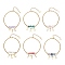 304 Stainless Steel Charm Anklets, with Synthetic Turquoise & Natural Amethyst & Moonstone & Fluorite & Rose Quartz & Rhodochrosite Chips, 22.7x0.15cm, 6pcs/set